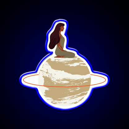 Mystical Goddess On Aesthetic Planet Yoga Led Neon Sign Rgb Color - Shineneon
