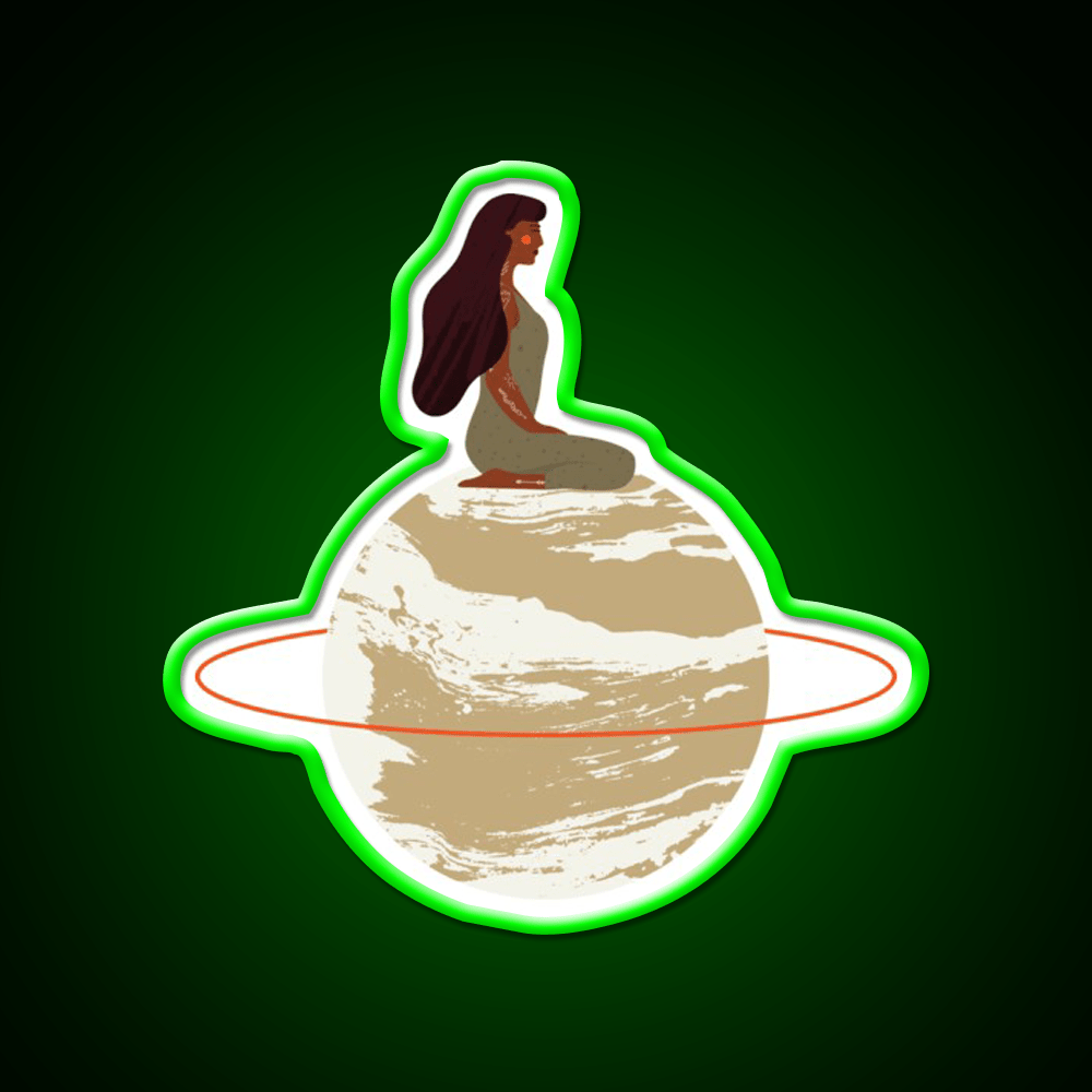 Mystical Goddess On Aesthetic Planet Yoga Led Neon Sign Rgb Color - Shineneon