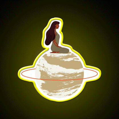 Mystical Goddess On Aesthetic Planet Yoga Led Neon Sign Rgb Color