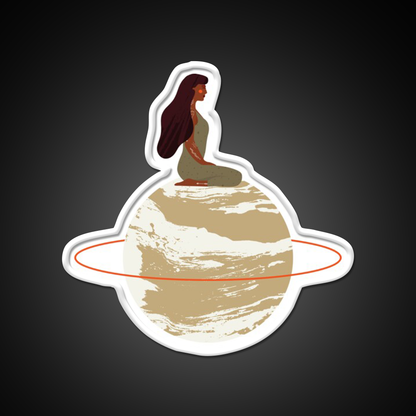 Mystical Goddess On Aesthetic Planet Yoga Led Neon Sign Rgb Color