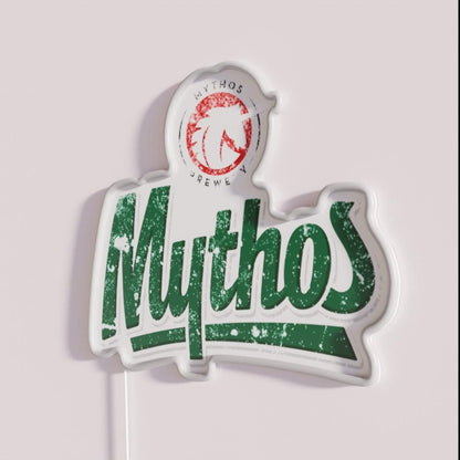 Mythos Brewery Greece Rgb Led Neon Sign - Neon sign mounted on wall in room
