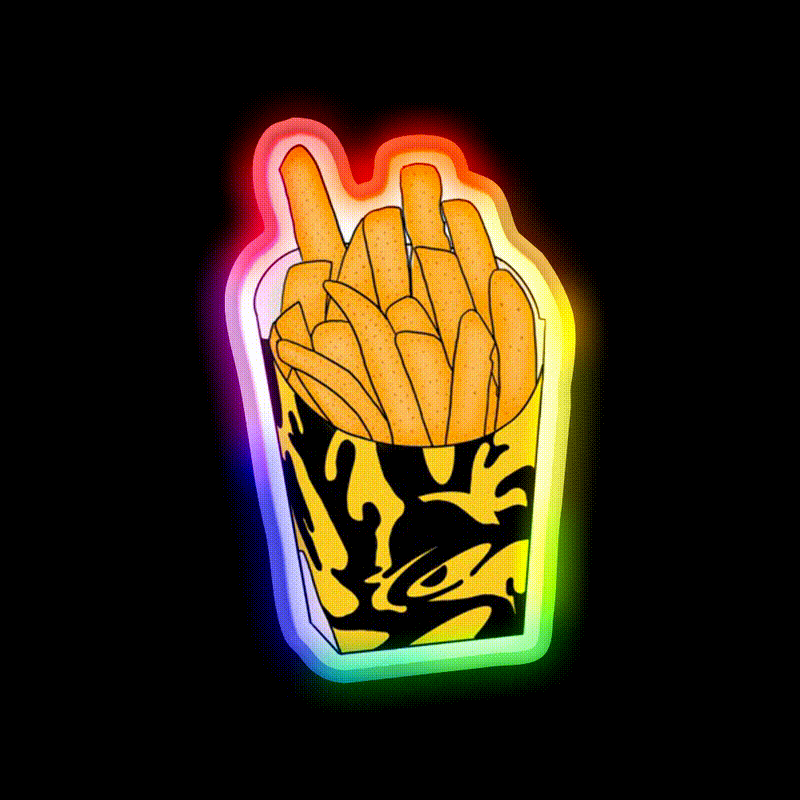 Nacho Fries Fast Food Led Neon Sign For Burger Place Rgb Color - LED neon sign close-up detail