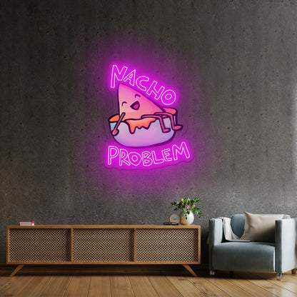 Nacho Problem Food Pun Artwork Gaming Neon Signs