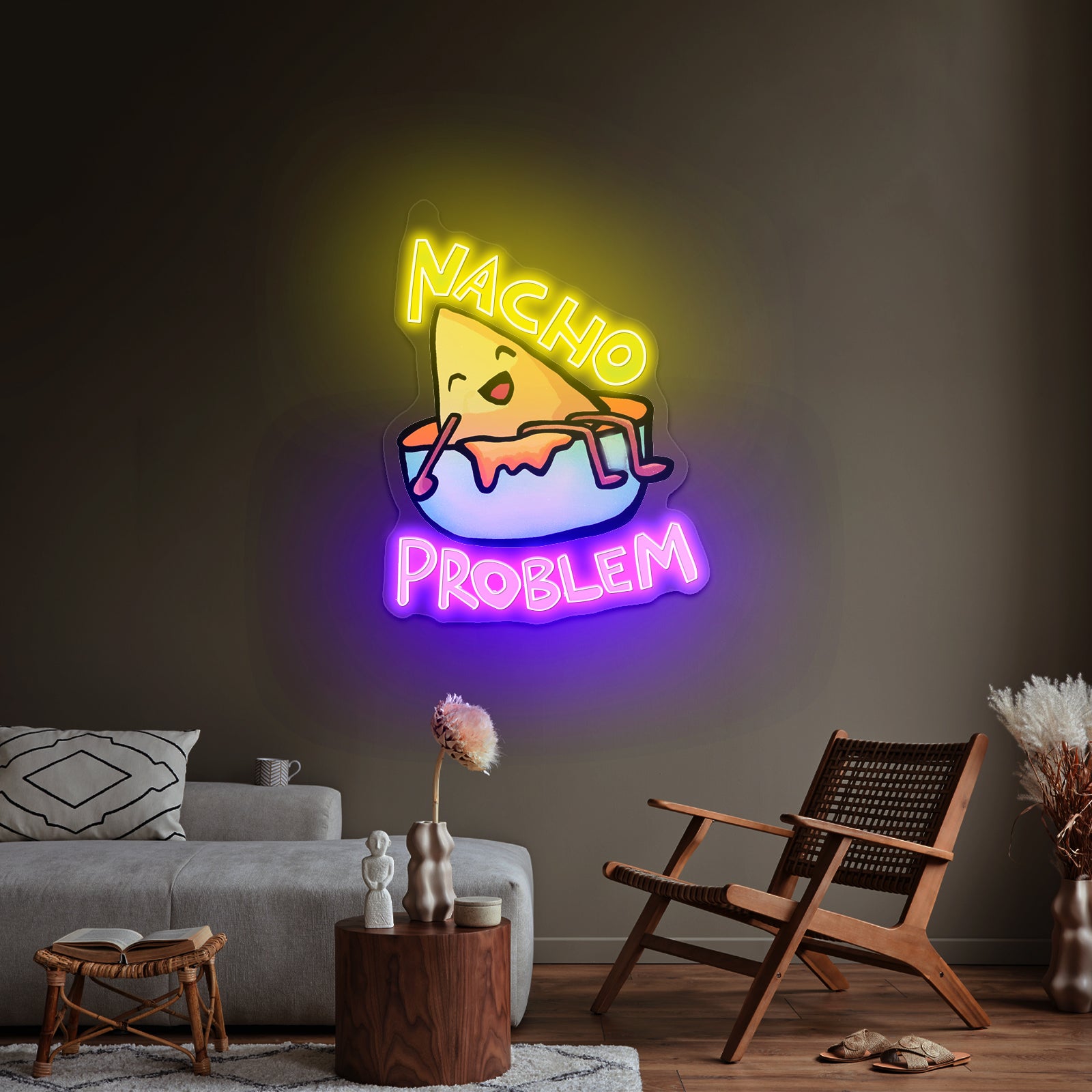 Nacho Problem Food Pun Artwork Gaming Neon Signs