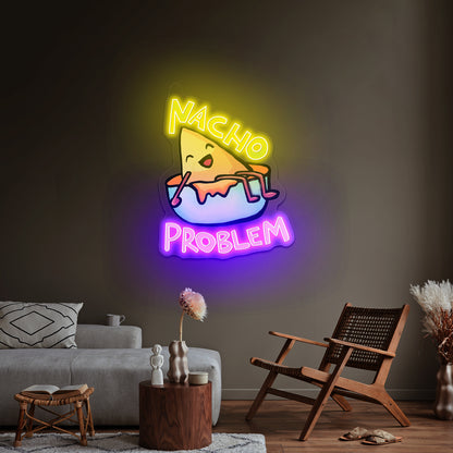 Nacho Problem Food Pun Artwork Gaming Neon Signs