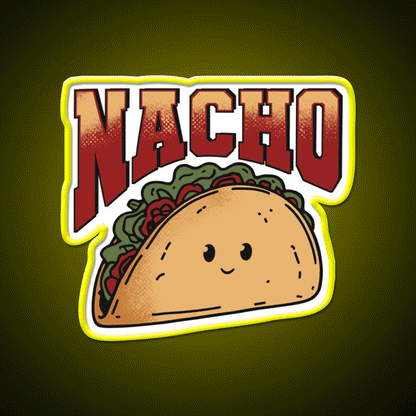 Nacho Retro Cartoon Taco Led Neon Sign Mexican Food Sign Rgb Color - Custom LED neon sign front view