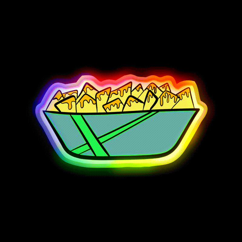 Nacho Snack Food Led Neon Sign Rgb Color - LED neon sign close-up detail