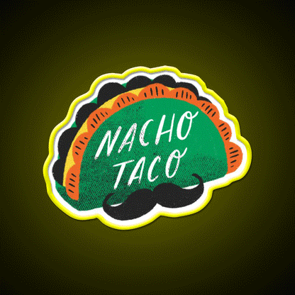 Nacho Taco Led Neon Sign Mexican Food Sign Rgb Color - Custom LED neon sign front view