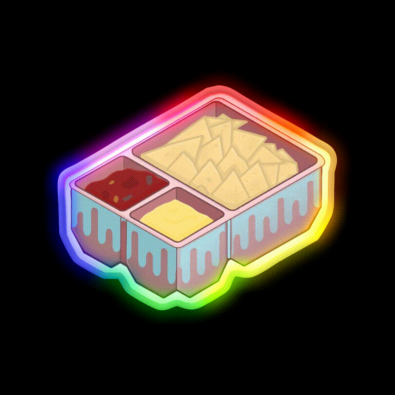 Nachos Snack Food Led Neon Sign Rgb Color - LED neon sign close-up detail