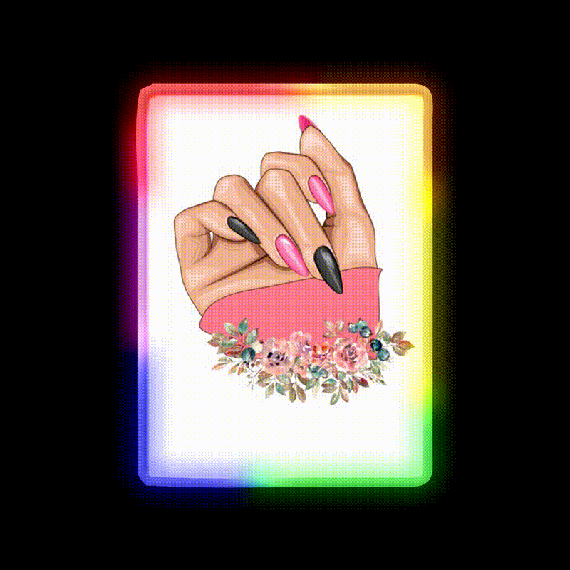 Nail Art Nail Salon Led Neon Sign For Nail Tech Room Rgb Color - LED neon sign close-up detail
