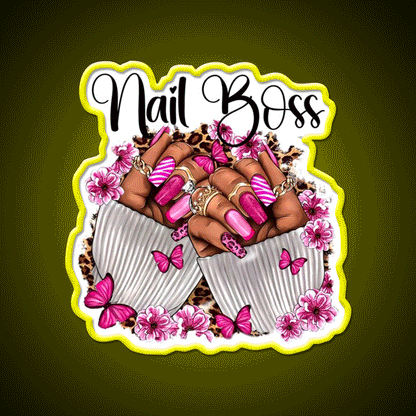 Nail Boss Nail Artist Nail Art Nail Salon Led Neon Sign Rgb Color - Custom LED neon sign front view