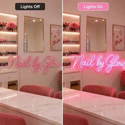 Nail By Glow LED Neon Sign - 06 Day Night Comparison