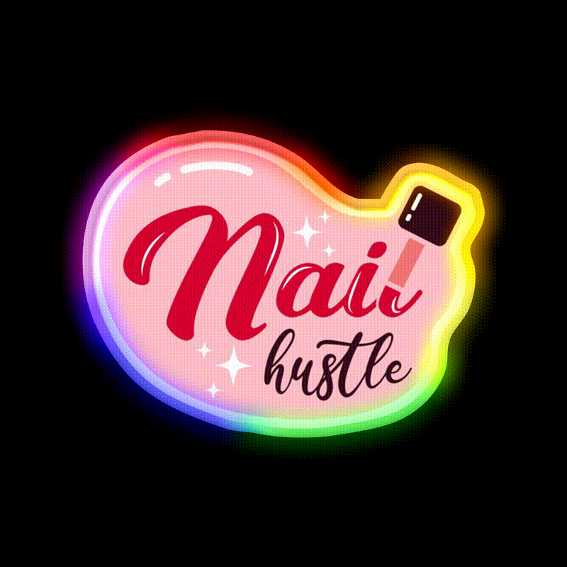Nail Hustle Nail Salon Led Neon Sign Rgb Color - LED neon sign close-up detail