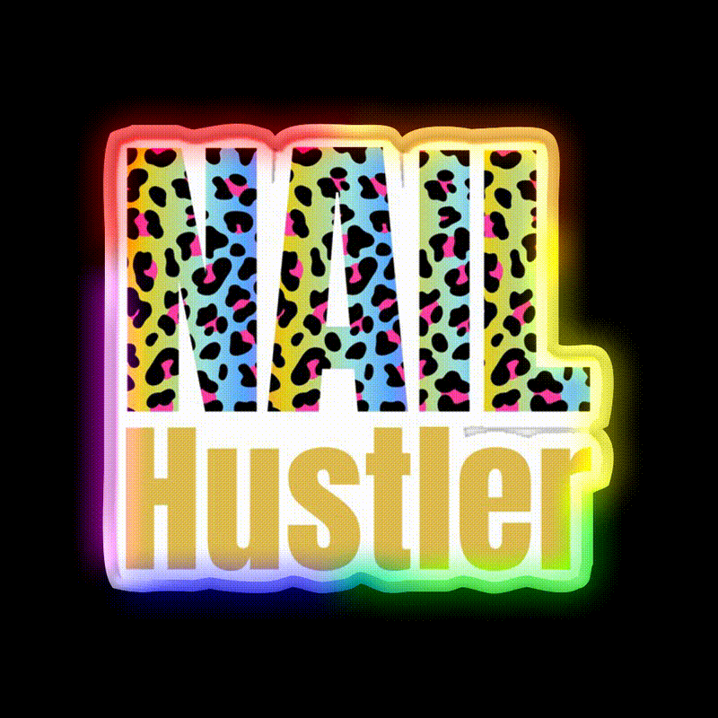 Nail Hustler Boss Polish Nail Salon Led Neon Sign For Nail Shop Rgb Color - LED neon sign close-up detail