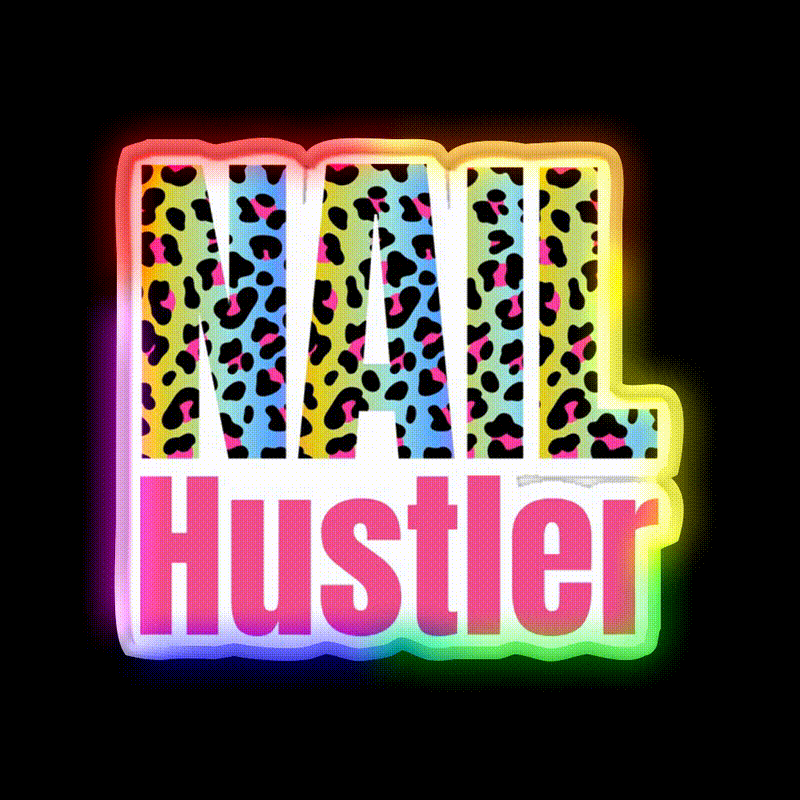 Nail Hustler Boss Polish Nail Salon Led Neon Sign For Tech Room Rgb Color - LED neon sign close-up detail