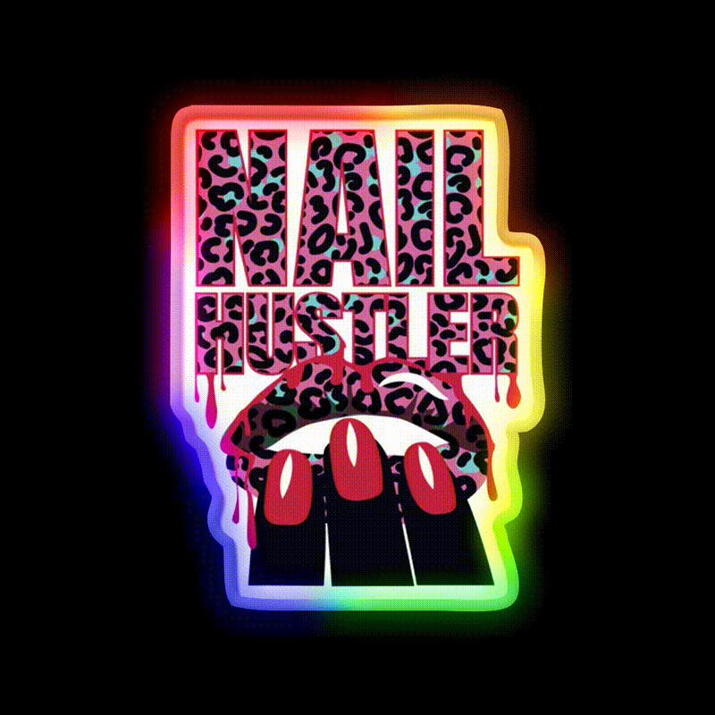 Nail Hustler Nailart Nail Salon Led Neon Sign Rgb Color - LED neon sign close-up detail