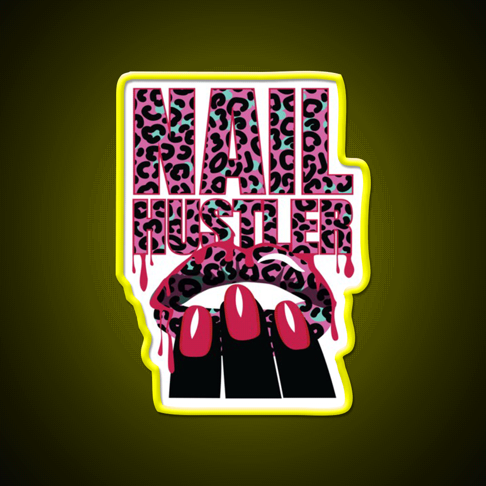 Nail Hustler Nailart Nail Salon Led Neon Sign Rgb Color - Custom LED neon sign front view