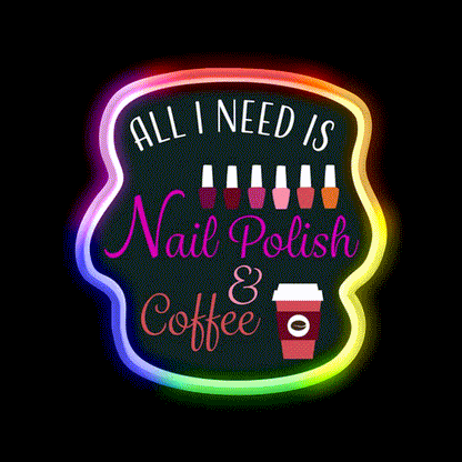 Nail Polish And Coffee Nail Salon Led Neon Sign Rgb Color