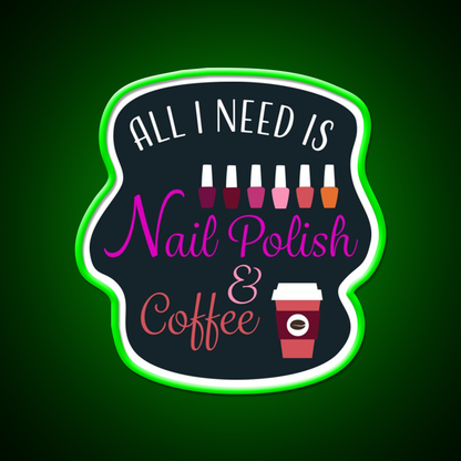 Nail Polish And Coffee Nail Salon Led Neon Sign Rgb Color