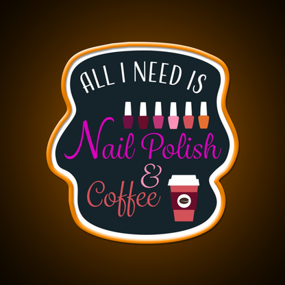 Nail Polish And Coffee Nail Salon Led Neon Sign Rgb Color