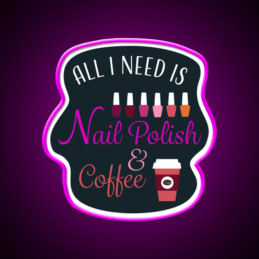 Nail Polish And Coffee Nail Salon Led Neon Sign Rgb Color