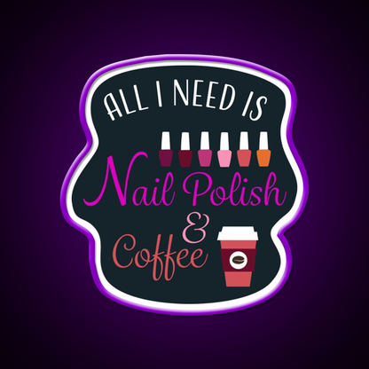 Nail Polish And Coffee Nail Salon Led Neon Sign Rgb Color