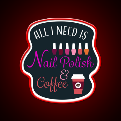 Nail Polish And Coffee Nail Salon Led Neon Sign Rgb Color