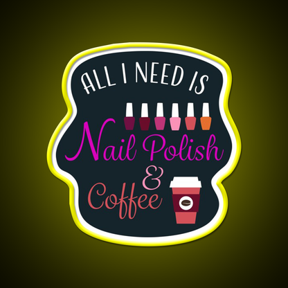 Nail Polish And Coffee Nail Salon Led Neon Sign Rgb Color