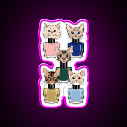 Nail Polish Cat Crew Nail Salon Led Neon Sign Rgb Color - Shineneon