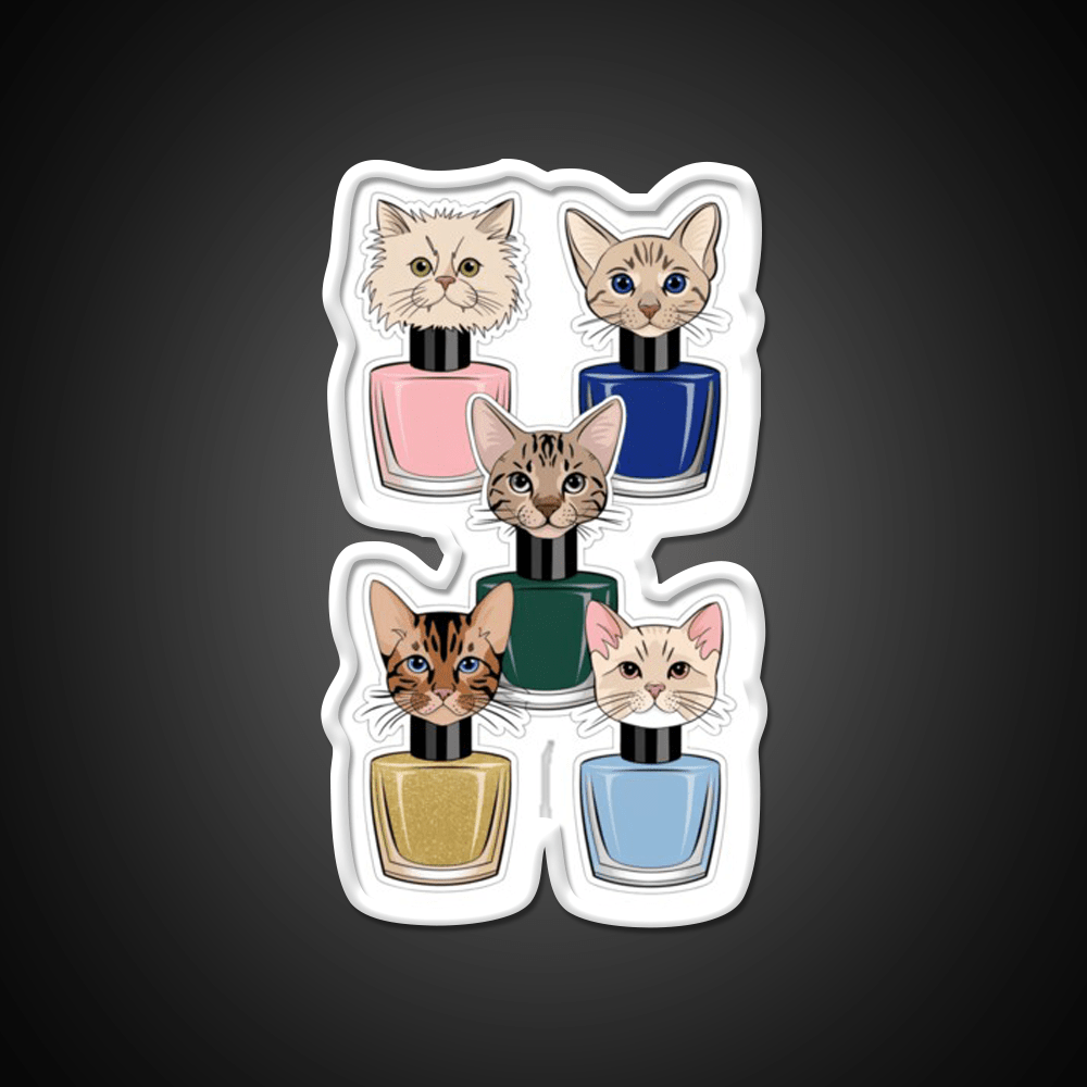 Nail Polish Cat Crew Nail Salon Led Neon Sign Rgb Color - Shineneon