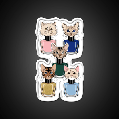 Nail Polish Cat Crew Nail Salon Led Neon Sign Rgb Color - Shineneon