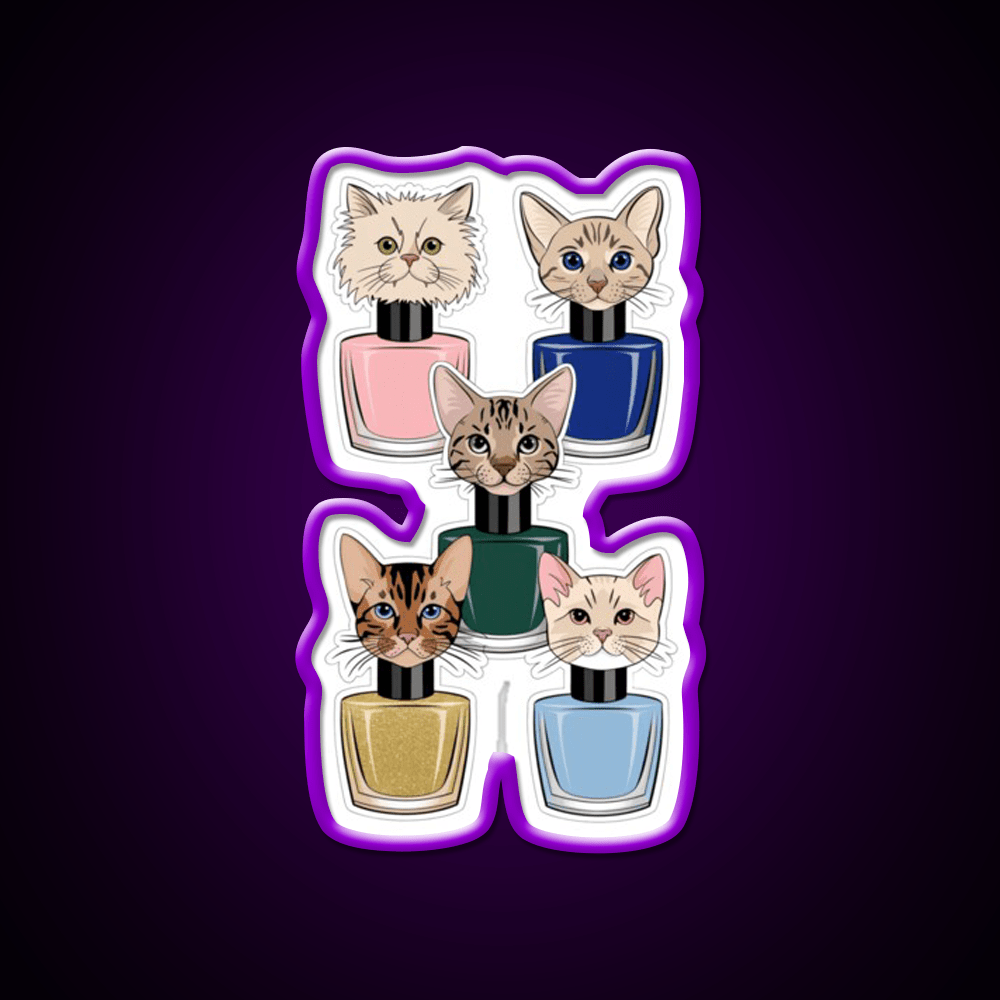 Nail Polish Cat Crew Nail Salon Led Neon Sign Rgb Color - Shineneon
