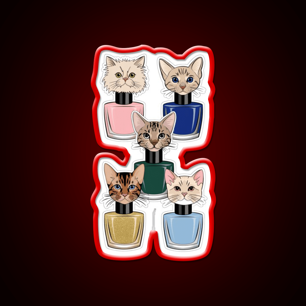 Nail Polish Cat Crew Nail Salon Led Neon Sign Rgb Color - Shineneon