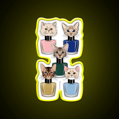 Nail Polish Cat Crew Nail Salon Led Neon Sign Rgb Color - Shineneon