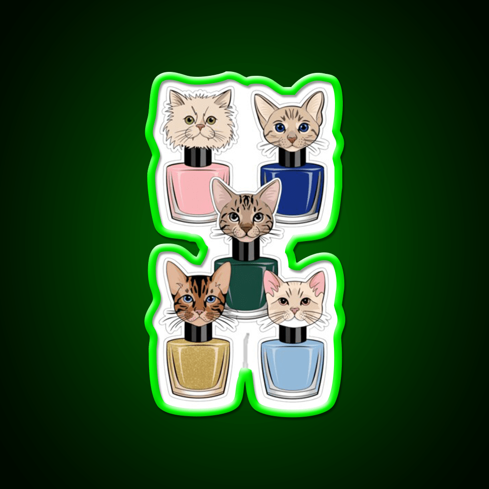 Nail Polish Cat Crew Nail Salon Led Neon Sign Rgb Color - Shineneon