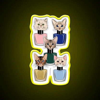 Nail Polish Cat Crew Nail Salon Led Neon Sign Rgb Color - Custom LED neon sign front view