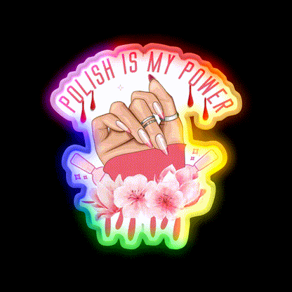 Nail Polish Is My Power Nail Salon Led Neon Sign Rgb Color - LED neon sign close-up detail