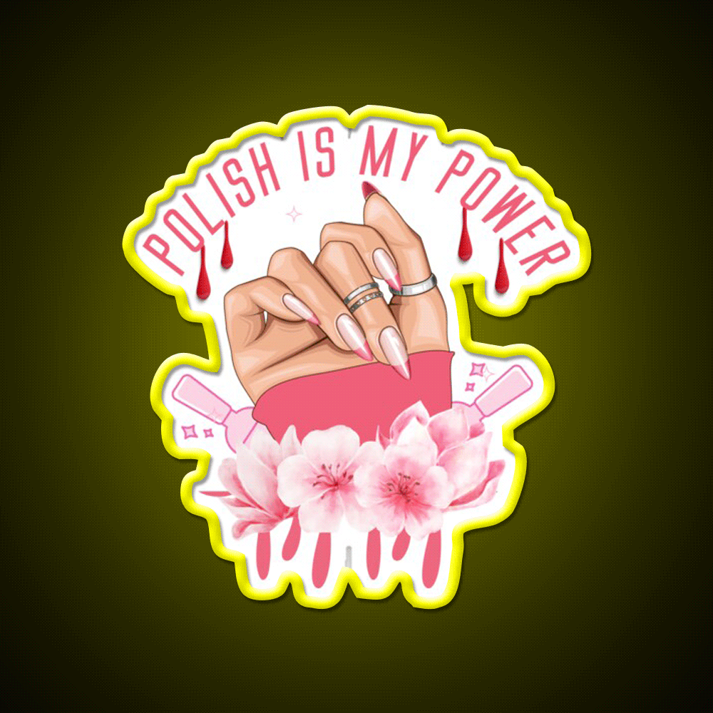 Nail Polish Is My Power Nail Salon Led Neon Sign Rgb Color - Custom LED neon sign front view