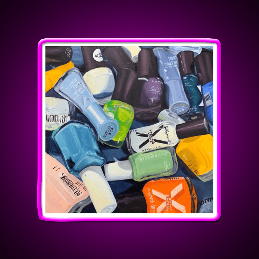 Nail Polish Pile Painting Nail Salon Led Neon Sign Rgb Color - Shineneon