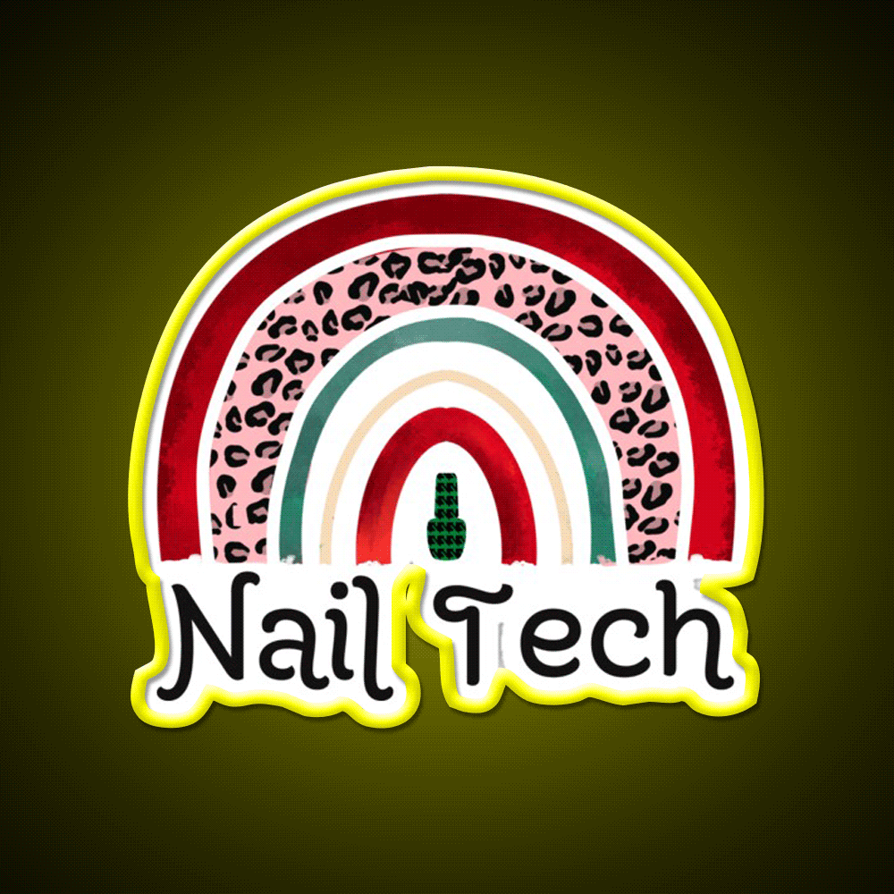 Nail Tech Christmas Rainbow Nail Salon Led Neon Sign Rgb Color - Custom LED neon sign front view