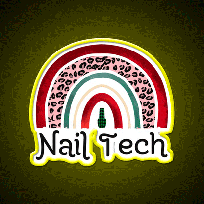 Nail Tech Christmas Rainbow Nail Salon Led Neon Sign Rgb Color - Custom LED neon sign front view