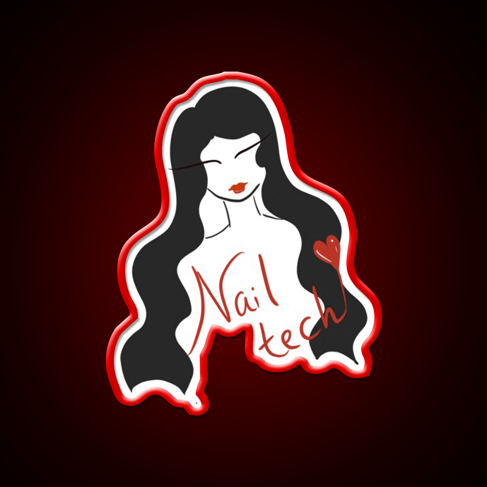 Nail Tech Illustration Long Hair Nail Salon Led Neon Sign Rgb Color - Shineneon