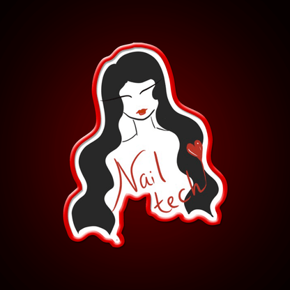 Nail Tech Illustration Long Hair Nail Salon Led Neon Sign Rgb Color - Shineneon