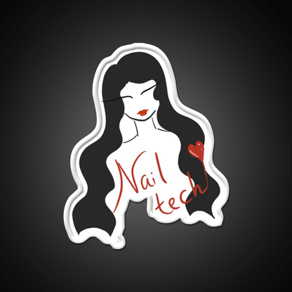Nail Tech Illustration Long Hair Nail Salon Led Neon Sign Rgb Color - Shineneon
