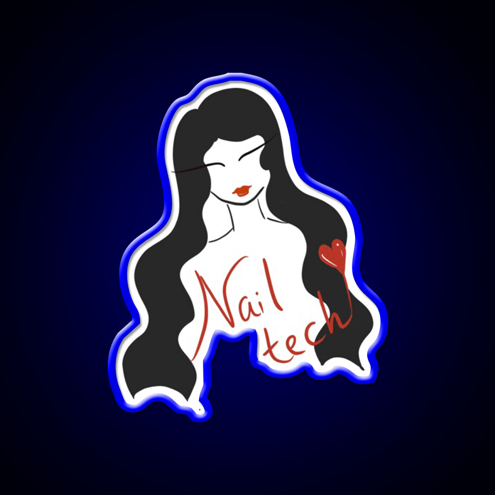 Nail Tech Illustration Long Hair Nail Salon Led Neon Sign Rgb Color - Shineneon