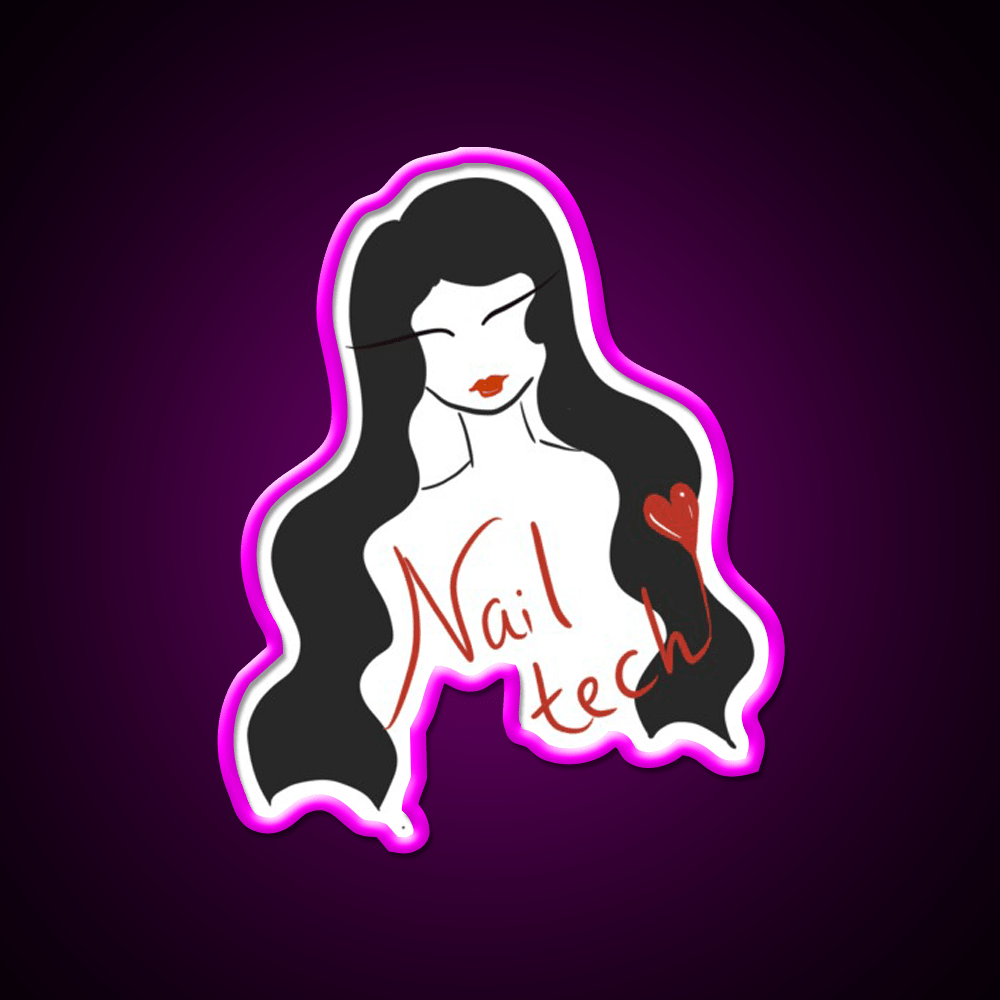Nail Tech Illustration Long Hair Nail Salon Led Neon Sign Rgb Color - Shineneon