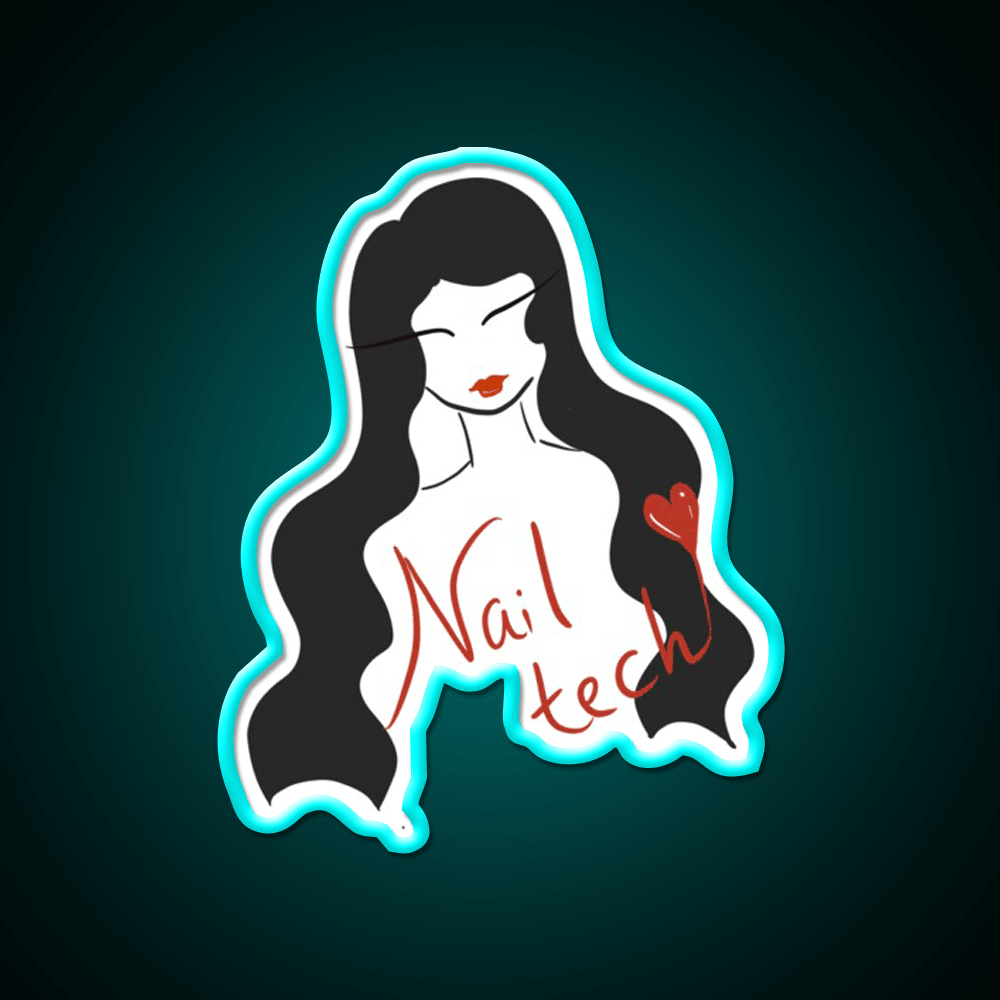Nail Tech Illustration Long Hair Nail Salon Led Neon Sign Rgb Color - Shineneon