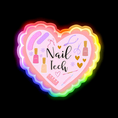 Nail Tech Nail Salon Led Neon Sign Rgb Color - LED neon sign close-up detail
