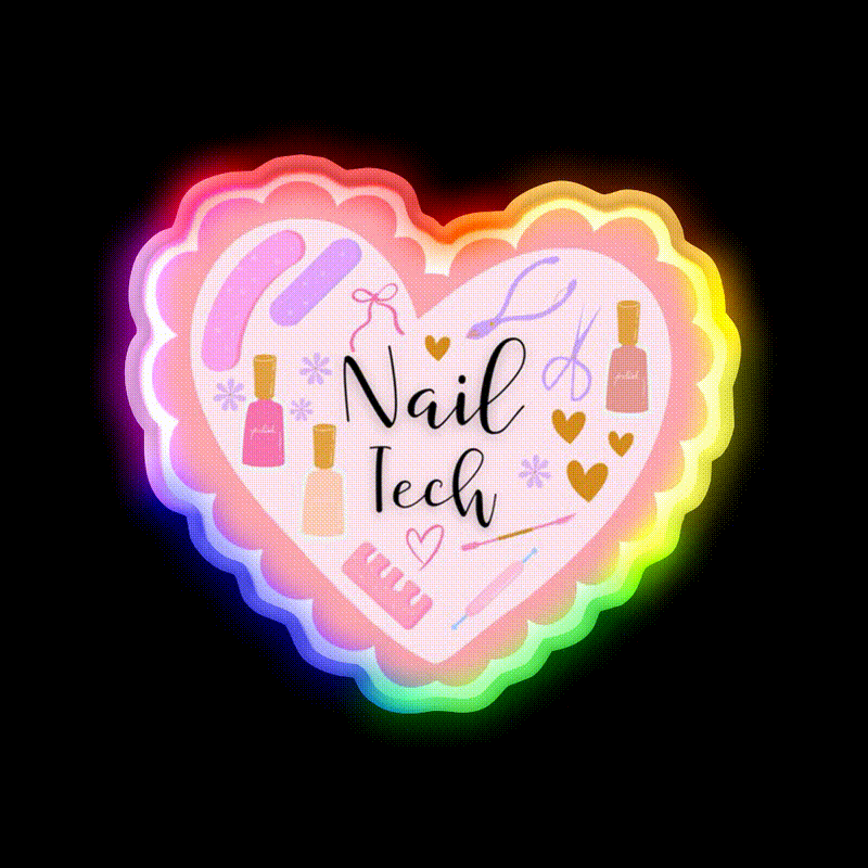 Nail Tech Nail Salon Led Neon Sign Rgb Color - LED neon sign close-up detail
