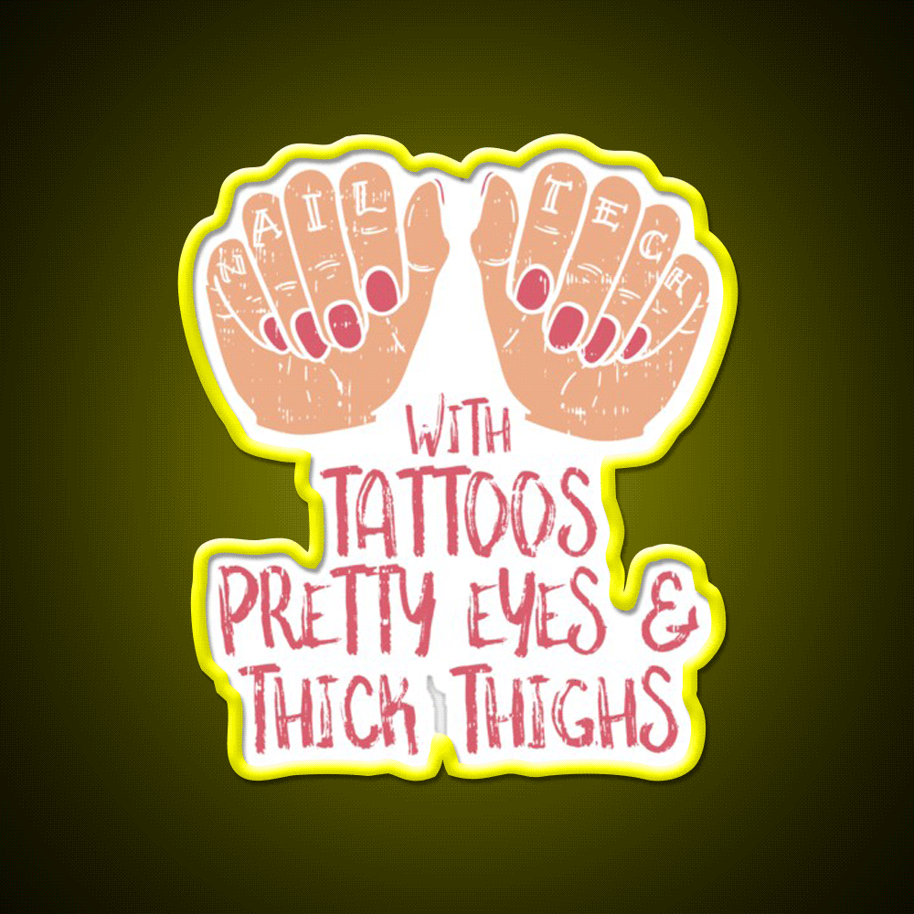 Nail Tech With Tattoos Pretty Eyes Thick Thighs Nail Salon Led Neon Sign Rgb Color - Custom LED neon sign front view